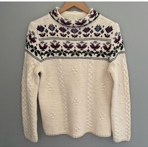🎄lands' End Fair Isle Jumper Cream/Purple/Green